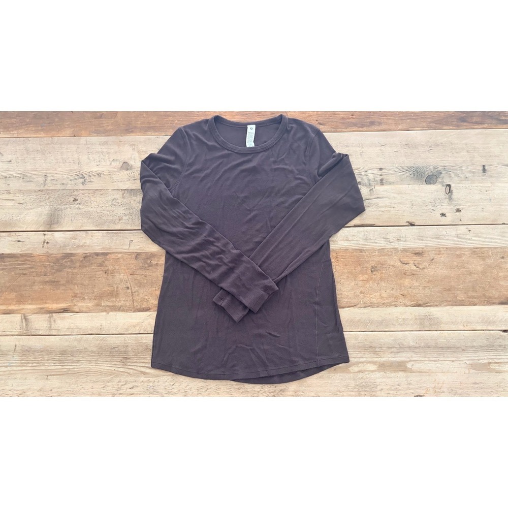 Lululemon Espresso Brown Size 12 Hold Tight Long Sleeve Ribbed Shirt  LW3FTPS